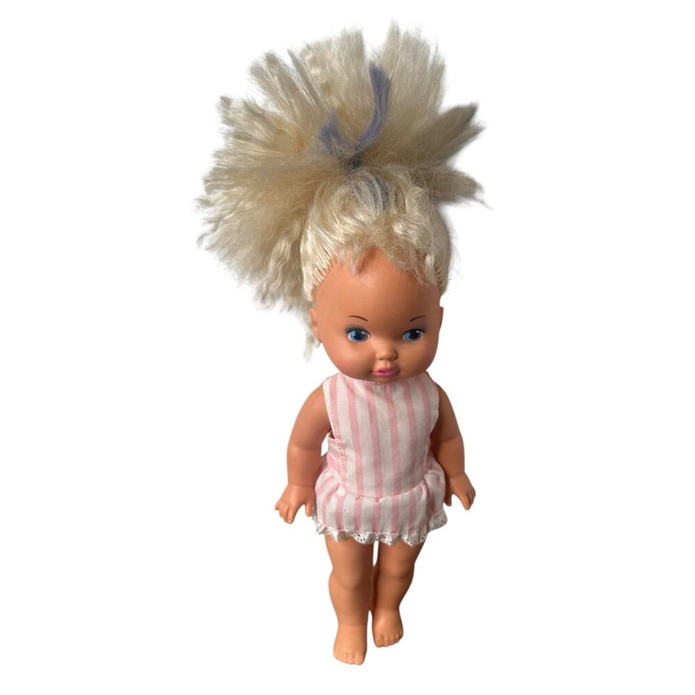 Little Lil Miss‎ Makeup Doll Blonde Girl Toy Pink Dress 80s Crimped Hair Mattel